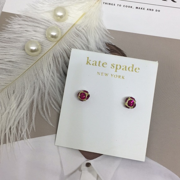 Kate Spade mini red diamond stud earrings - Picture 2 of 6